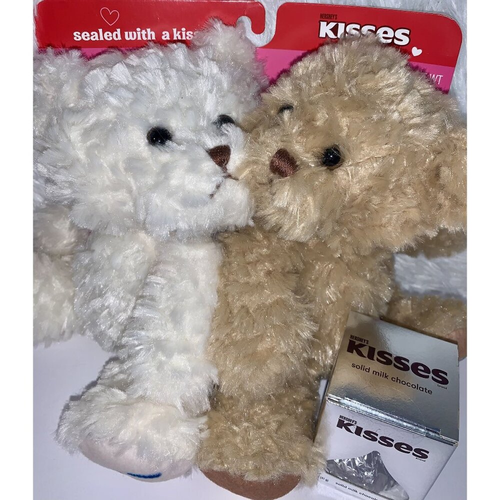 Hersheys Kisses Sealed With A Kiss Plush Bear Set & Solid Milk Chocolate Kiss